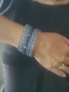 Beaded Seed Bead Wrap Cuff Bracelet